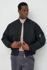 Calvin Klein kurtka bomber męski kolor czarny przejściowa. Czarne kurtki CALVIN KLEIN, l, bez wzorów, z włókna, bez kaptura. W wyprzedaży za 659.99 zł.
