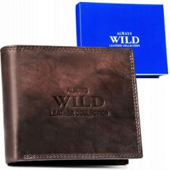 Portfel skórzany Always Wild AW-N7-MAL c. brązowy. Brązowe portfele Always Wild, bez wzorów, ze skóry. Za 45.00 zł.