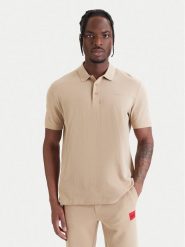 HUGO Polo Donos222 50466182 Beżowy Regular Fit. Brązowe koszulki polo Hugo, m, bez wzorów, z bawełny, bez kołnierzyka, bez ramiączek. Za 379.99 zł.