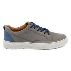 Olivier Buty Męskie skórzane Sneakers 950MA szare. Szare buty sportowe casual na jesień, bez wzorów, z jeansu, bez zapięcia. Za 351.82 zł.