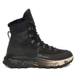 Trzewiki Premiata. Czarne botki sznurowane Premiata, bez wzorów, bez obcasa, bez zapięcia. Za 1,449.00 zł.