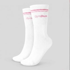 Skarpety unisex fitness 3/4 różowe Crew. Czerwone skarpetki sportowe GYMBEAM, bez wzorów, z bawełny. Za 17.90 zł.