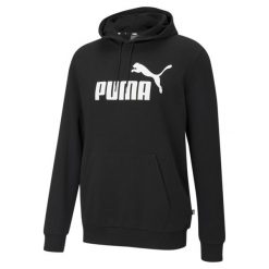 Męska bluza z kapturem i dużym logo z kolekcji Essentials PUMA Black. Czarne bluzy z kapturem Puma, m, bez wzorów, z kapturem. Za 277.00 zł.