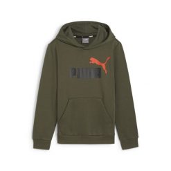 Młodzieżowa bluza z kapturem i dużym dwukolorowym logo Essentials+ PUMA. Czarna bluzy z kapturem Puma, m, bez wzorów, z bawełny, z kapturem. Za 223.65 zł.