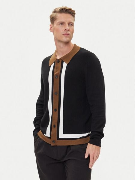 HUGO Kardigan Splon 50543770 Czarny Relaxed Fit. Czarne swetry rozpinane Hugo, m, bez wzorów, z syntetyku, bez kołnierzyka, bez ramiączek. Za 439.99 zł.