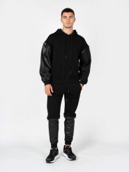 Les Hommes Bluza "Detachable" | LBH1000700F | Mężczyzna | Czarny. Czarne bluzy Les Hommes, m, bez wzorów, z bawełny, bez kaptura. W wyprzedaży za 799.00 zł.