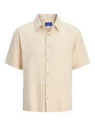 Jack&Jones Koszula Dobby 12277184 Beżowy Relaxed Fit. Brązowe koszule Jack&Jones, m, bez wzorów, z bawełny, bez kołnierzyka, bez ramiączek. Za 129.99 zł.