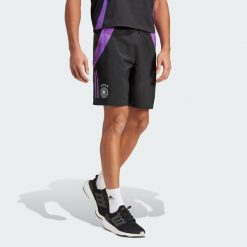 Szorty Germany Tiro 24 Competition Downtime. Czarne krótkie spodenki sportowe Adidas, l, bez wzorów, z materiału. Za 167.90 zł.