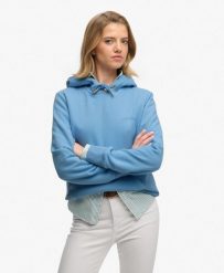 Superdry Bluza z kapturem Essential Logo haftowana – krój relaxed. Niebieskie bluzy z kapturem Superdry, z aplikacjami, z bawełny, z kapturem. Za 282.85 zł.
