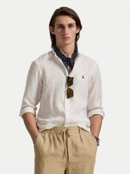 Polo Ralph Lauren Koszula 710968925006 Biały Slim Fit. Białe koszule Polo Ralph Lauren, m, bez wzorów, ze lnu, bez kołnierzyka, bez ramiączek. Za 639.99 zł.