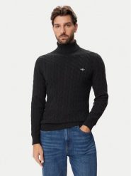 Gant Golf 8050607 Czarny Regular Fit. Czarne golfy GANT, m, bez wzorów, z bawełny, bez kołnierzyka, bez ramiączek. Za 560.99 zł.