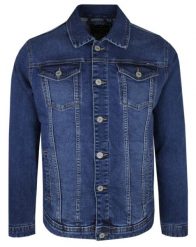 Przejściowa Kurtka Jeansowa (Katana) - Pako Jeans - Granatowa. Niebieskie kurtki Pako Jeans, l, bez wzorów, z bawełny, bez kaptura. Za 269.00 zł.