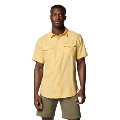 Koszula sportowa męska Utilizer II Solid Short Sleeve Shirt. Żółte koszule Columbia, m, bez wzorów, z poliesteru, bez kołnierzyka, bez ramiączek. Za 199.99 zł.
