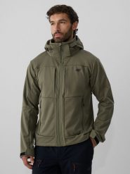 4F Kurtka softshell wiatroodporna membrana 8000 męska - khaki XL. Brązowe kurtki 4F, m, bez wzorów, z softshellu, bez kaptura. Za 499.99 zł.