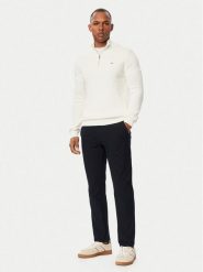 Tommy Jeans Sweter DM0DM21654 Biały Slim Fit. Białe swetry rozpinane Tommy Jeans, m, bez wzorów, z bawełny, bez kołnierzyka, bez ramiączek. Za 409.99 zł.