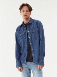 Pepe Jeans Koszula jeansowa Carson PM307489 Niebieski Regular Fit. Niebieskie koszule Pepe Jeans, m, bez wzorów, z bawełny, bez kołnierzyka, bez ramiączek. Za 419.99 zł.
