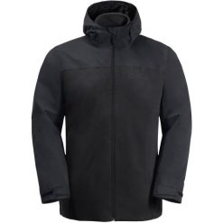 Kurtka trekkingowa męska Jack Wolfskin Taubenberg. Czarne kurtki Jack Wolfskin, m, bez wzorów, z materiału, z kapturem. Za 885.00 zł.