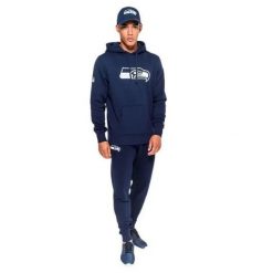 Bluza z kapturem Seahawks NFL. Niebieskie bluzy z kapturem New Era, m, bez wzorów, z bawełny, z kapturem. Za 274.45 zł.