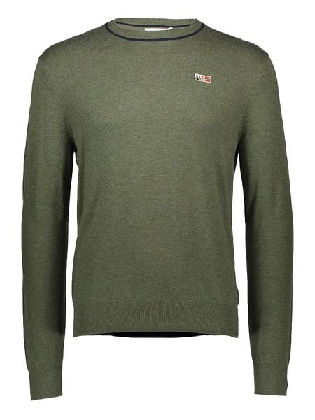 Napapijri Sweter w kolorze khaki rozmiar: XL. Brązowe swetry nierozpinane Napapijri, xl, bez wzorów, z wełny, bez kołnierzyka, bez ramiączek. Za 180.49 zł.