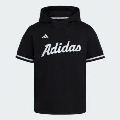 Bluza z kapturem i krótkim rękawem adidas Dugout. Czarne bluzy z kapturem Adidas, l, bez wzorów, z bawełny, z kapturem. Za 349.00 zł.