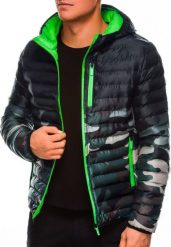 Ombre Kurtka męska jesienna C319 -zielona/moro L. Zielone kurtki Ombre, na jesień, l, bez wzorów, bez kaptura. Za 129.99 zł.