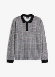 Shirt polo z długim rękawem, z bawełny organicznej pique. Czarne bluzki z długim rękawem bonprix, m, bez wzorów, z bawełny, bez kołnierzyka, bez ramiączek. Za 109.99 zł.