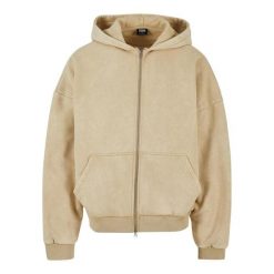 Bluza Męska 90´s Stone Wash Heavyweight Full Zip Hoodie. Brązowe bluzy Urban Classics, m, bez wzorów, bez kaptura. Za 286.99 zł.