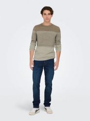 ONLY & SONS Sweter "Panter" w kolorze beżowym rozmiar: S. Brązowe swetry nierozpinane Only & Sons, s, bez wzorów, z bawełny, bez kołnierzyka, bez ramiączek. Za 66.31 zł.