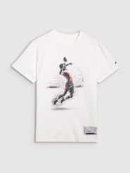 4F T-shirt regular z nadrukiem męski - biały 3XL. Białe t-shirty 4F, m, bez wzorów, z bawełny, bez kołnierzyka, bez ramiączek. Za 69.99 zł.