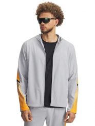 Under Armour Kurtka w kolorze szaro-żółtym do biegania rozmiar: L. Szare kurtki outdoor i hardshell Under Armour, l, bez wzorów, bez kaptura, do biegania. Za 189.99 zł.