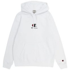 Męska Bluza Z Logo Na Piersi. Białe bluzy z kapturem Champion, m, bez wzorów, z bawełny, z kapturem. Za 338.99 zł.