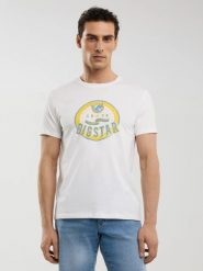 Koszulka męska z nadrukiem biała Stelian 100. Białe t-shirty BIG STAR, l, bez wzorów, z bawełny, bez kołnierzyka, bez ramiączek. Za 99.99 zł.