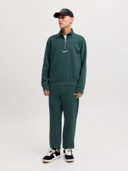 Jack & Jones Spodnie dresowe "Jpdtkane" w kolorze ciemnozielonym rozmiar: S. Zielone spodnie treningowe długie Jack & Jones, s, bez wzorów, z bawełny. Za 114.95 zł.