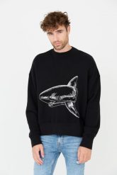 PALM ANGELS Czarna bluza Split Shark Crew. Czarne t-shirty PALM ANGELS, m, bez wzorów, bez kołnierzyka, bez ramiączek. W wyprzedaży za 1,999.99 zł.
