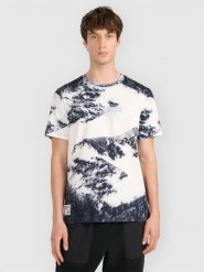 4F T-shirt regular z nadrukiem męski - czarny XXL. Czarne t-shirty 4F, m, bez wzorów, z materiału, bez kołnierzyka, bez ramiączek. Za 79.99 zł.