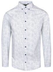 Delikatnie Taliowana Koszula Weekendowa - Pako Jeans - Biała, Drobny Wzór. Białe koszule Pako Jeans, l, bez wzorów, z bawełny, bez kołnierzyka, bez ramiączek. Za 175.00 zł.