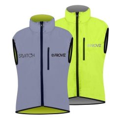 Kurtka odblaskowa bez rękawów - dla dorosłych - SWITCH JACKET. Czarne kurtki PROVIZ, l, bez wzorów, z tkaniny, bez kaptura. Za 574.50 zł.