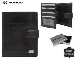 Portfel skórzany Rovicky PC-108L-BAR czarny. Czarne portfele ROVICKY, bez wzorów, ze skóry. Za 85.99 zł.