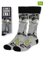 Lucky Socks Skarpety "Beetlejuice" w kolorze szaro-czarnym rozmiar: 38-45. Czarne skarpety Lucky Socks, bez wzorów, prążkowane. Za 30.99 zł.