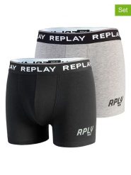 Replay Underwear Bokserki (2 pary) w kolorze czarnym i szarym rozmiar: L. Czarne bokserki Replay Underwear, l, bez wzorów. Za 43.99 zł.