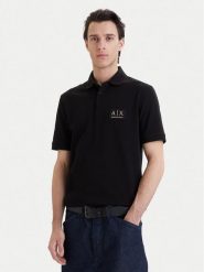 Armani Exchange Polo XM002231 AF10366 UC001 Czarny Regular Fit. Czarne koszulki polo sportowe Armani Exchange, m, bez wzorów, z bawełny, bez kołnierzyka, bez ramiączek. Za 369.99 zł.