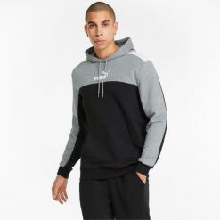 Bluza treningowa męska Puma ESS+ Block Hoodie TR. Szare bluzy Puma, m, bez wzorów, bez kaptura. Za 169.00 zł.