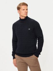 Gant Golf 8050607 Granatowy Regular Fit. Niebieskie golfy GANT, m, bez wzorów, z bawełny, bez kołnierzyka, bez ramiączek. Za 649.99 zł.