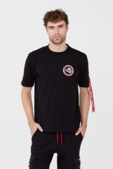 AERONAUTICA MILITARE Czarny t-shirt. Czarne t-shirty Aeronautica Militare, m, bez wzorów, bez kołnierzyka, bez ramiączek. W wyprzedaży za 289.99 zł.