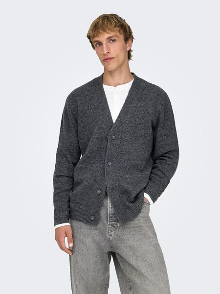 ONLY & SONS Kardigan "Ray" w kolorze szarym rozmiar: M. Szare swetry rozpinane Only & Sons, m, bez wzorów, bez kołnierzyka, bez ramiączek. Za 178.15 zł.