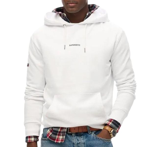 Bluza z kapturem Superdry Plain Hood męska. Białe bluzy Superdry, m, bez wzorów, z bawełny, z kapturem. Za 350.75 zł.