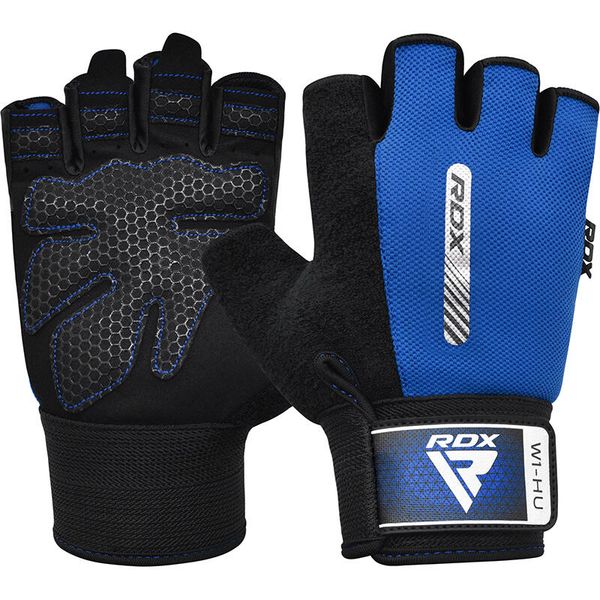 Rękawiczki fitness W1 - Z otwartymi palcami - Niebieski - XL. Czarne rękawiczki RDX SPORTS, bez wzorów, z bawełny. Za 300.20 zł.