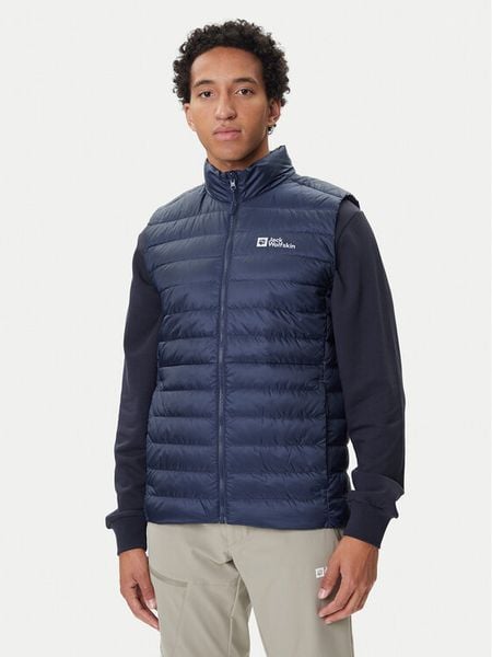 Jack Wolfskin Kamizelka Pilvi 1207711 Granatowy Regular Fit. Niebieskie kamizelki sportowe Jack Wolfskin, l, bez wzorów, z syntetyku, bez kaptura, outdoorowe. Za 369.99 zł.