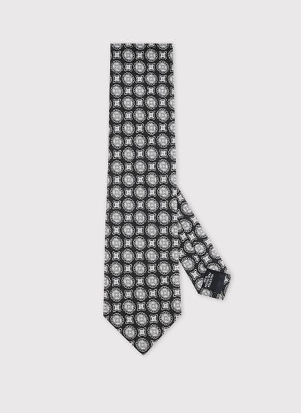 PAKO LORENTE - Czarny krawat w geometryczny wzór. Czarne krawaty i muchy Pako Lorente, bez wzorów, z poliesteru. Za 99.99 zł.