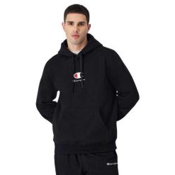 Męska Standardowa Bluza Z Kapturem Z Logo. Niebieskie bluzy z kapturem Champion, m, bez wzorów, z bawełny, z kapturem. Za 392.99 zł.